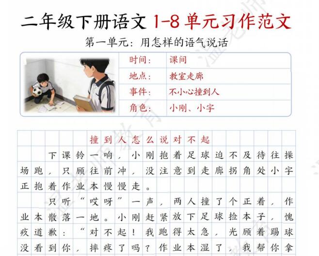 2026新版二年级下册语文1-8单元期末看图写话范文专项